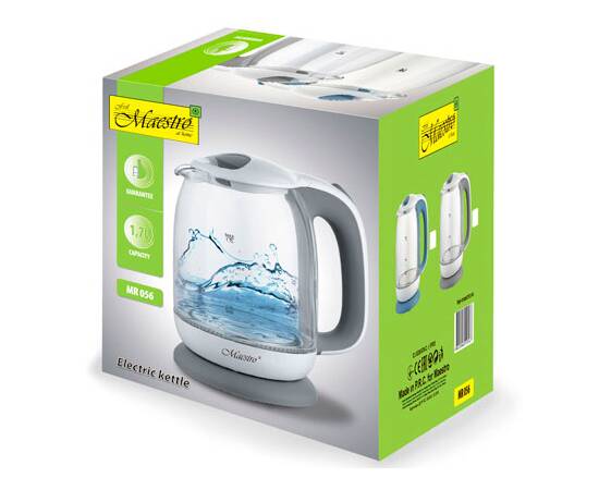 Чайник электрический стеклянный 1,7л Maestro серый (MR056-GREY), изображение 3