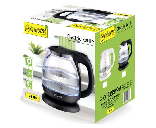 Чайник электрический стеклянный 1 л Maestro белый (MR055-WHITE), изображение 3