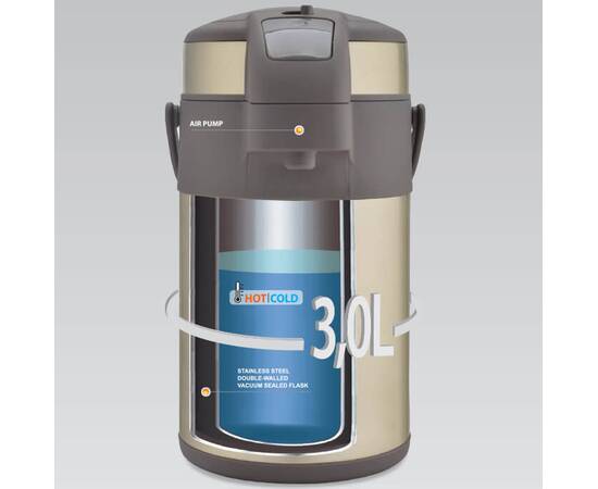 Термос 3 л з помпою Maestro срібний (MR1637-300 с), зображення 3