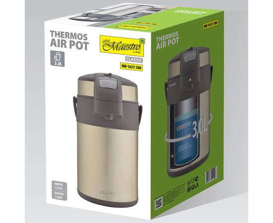 Термос 3 л з помпою Maestro срібний (MR1637-300 с), зображення 4