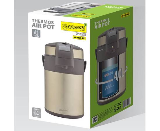 Термос 4 л с помпой Maestro золотой (MR1637-400 з), изображение 4