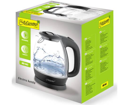 Чайник электрический стекло 1,7 л белый 2000 Вт Maestro (MR063-WHITE), изображение 3