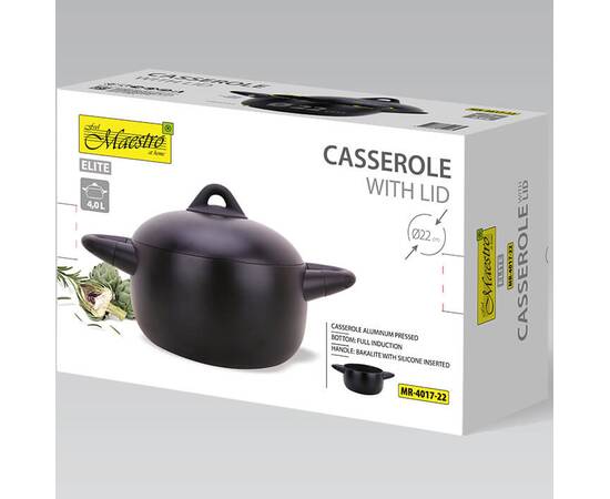 Каструля Maestro з антипригарним покриттям 4,0 л (MR4017-22), Тип: каструля, Об'єм: 4 л, Колір: чорний, зображення 4