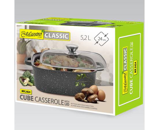 Каструля Maestro з антипригарним покриттям Marble 5,2 л (MR2424), Тип: каструля, Об'єм: 5,2 л, Колір: чорний, зображення 2