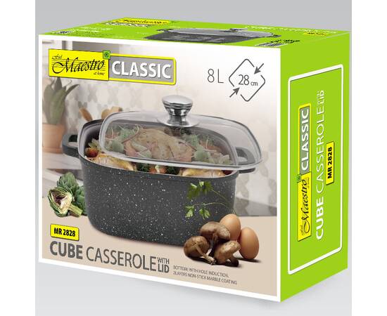 Каструля Maestro з антипригарним покриттям Marble 8л (MR2828), Тип: каструля, Об'єм: 8 л, Колір: чорний, зображення 2