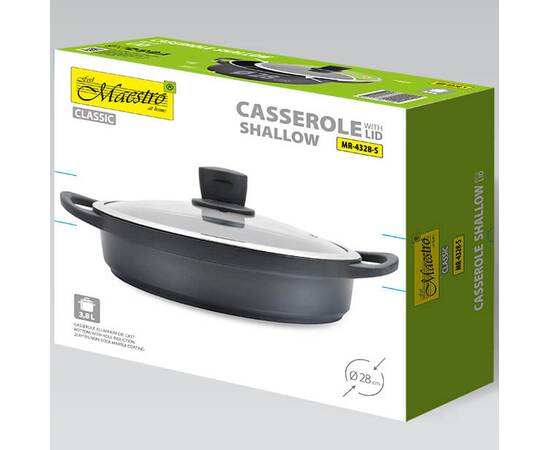 Каструля Shallow Maestro 3,8 л (MR4328-S), Тип: каструля, Об'єм: 3,8 л, Колір: чорний, зображення 4