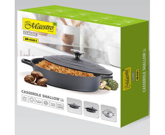 Каструля Shallow Maestro з двошаровим антипригарним покриттям 4,0л (MR4528-S), Тип: каструля, Об'єм: 4 л, Колір: чорний, зображення 4