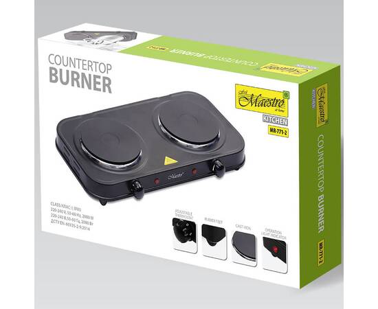 Настільна плита на 2 конфорки 2000 Вт Maestro (MR771-2), зображення 3