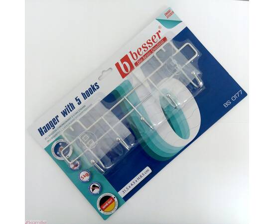 Вішалка з 5 гачками 31.5x4.5x8.5 см хромована Besser (177), зображення 4