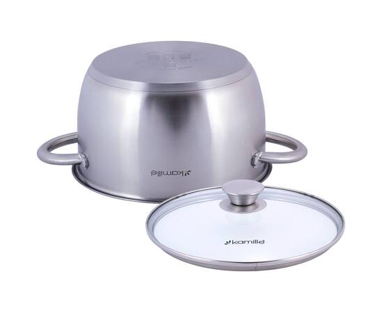 Каструля 3л з кришкою Kamille (4902), Тип: каструля, Об'єм: 3 л, Колір: срібний, зображення 3