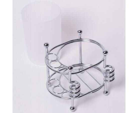 Стакан для зубных щеток 10.5x9.5x9.5 см с хромированной подставкой Besser (802), изображение 2