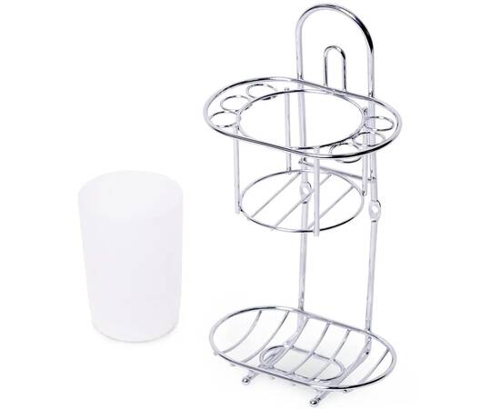 Стакан для зубных щеток 13x8.5x25 см с хромированной подставкой и мыльницей Besser (126), изображение 2