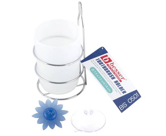 Стакан для зубных щеток 7.5x7.5x14.5 см с хромированной подставкой Besser (501), изображение 4