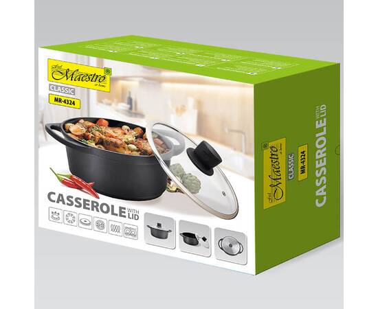 Каструля Maestro з двошаровим антипригарним покриттям 4,3 л (MR4324), Тип: каструля, Об'єм: 4,3 л, Колір: чорний, зображення 4