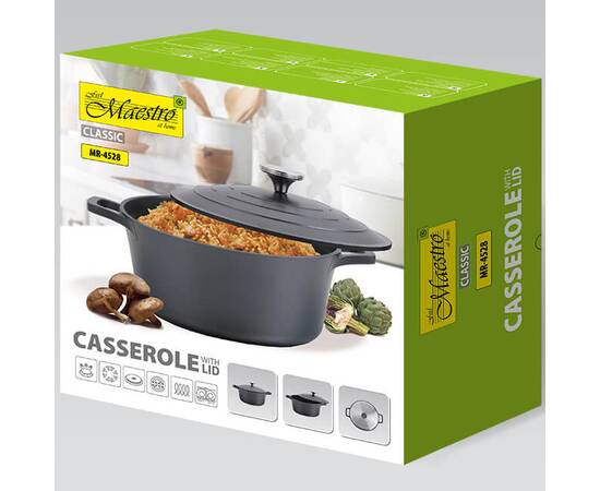 Каструля Maestro з двошаровим антипригарним покриттям 6,3 л (MR4528), Тип: каструля, Об'єм: 6,3 л, Колір: чорний, зображення 4