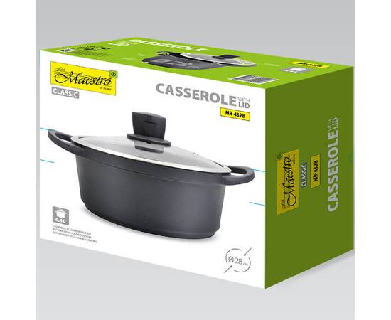 Каструля Maestro з двошаровим антипригарним покриттям 6,4 л (MR4328), Тип: каструля, Об'єм: 6,4 л, Колір: чорний, зображення 4