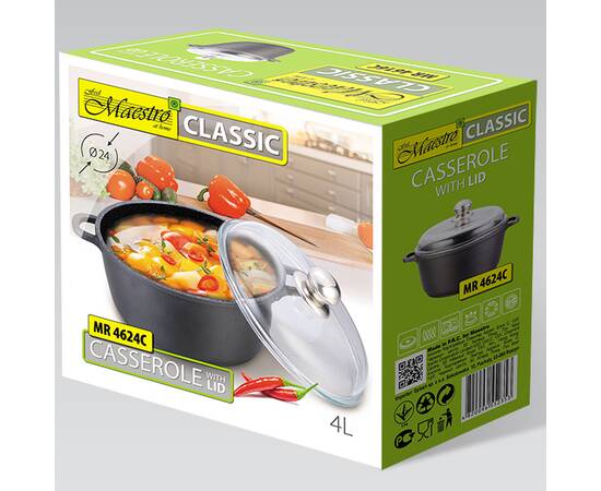 Каструля чорна 4,0 л. Maestro (MR4624С), Тип: каструля, Об'єм: 4 л, Колір: чорний, зображення 3