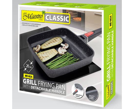 Сковорода гриль 26см Maestro антипригарним покриттям та знімною ручкою (MR4826), зображення 3