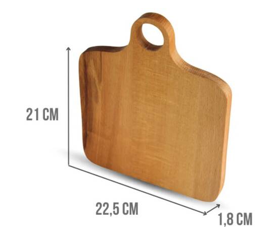 Дошка для нарізки з ручкою NATA Бук 22,5х21х1,8 см Brizoll (D011), зображення 2