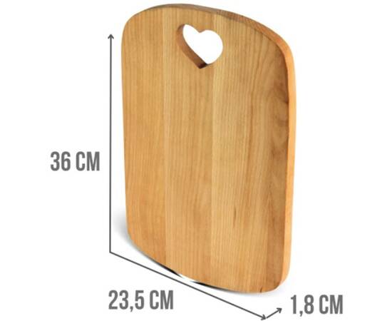 Дошка для нарізки HEART Бук 23,5х36х1,8 см Brizoll (D015), зображення 2