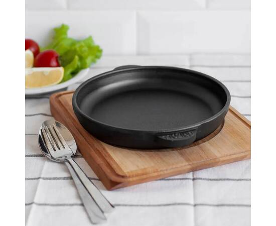 Сковорода чугунная порционная с подставкой 200х25 мм Brizoll (H2025-D), Цвет: черный, Тип: сковорода порционная, Форма: круглая, Диаметр (см): 20, изображение 3