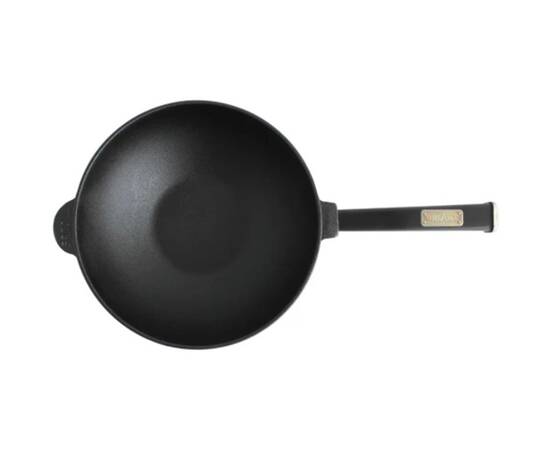 Сковорода чугунная WOK с деревянной ручкой и чугунной крышкой 2,8 л 260х80 мм Brizoll (W26H-1), Цвет: коричневый, Тип: сковорода вок, Форма: круглая, Диаметр (см): 26, изображение 2