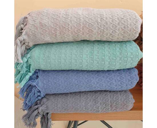 Простынь-покрывало жаккардовое Pike 245х270 Lacivert Zeron (19820), Цвет: синий, Размер: 245x270, изображение 5