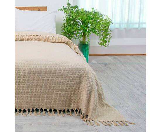 Простынь-покрывало жаккардовое Pike 245х270 Bej Zeron (19822), Цвет: бежевый, Размер: 245x270, изображение 2