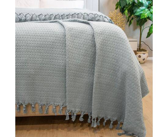 Простынь-покрывало жаккардовое Pike 245х270 Gri Zeron (19816), Цвет: серый, Размер: 245x270, изображение 2