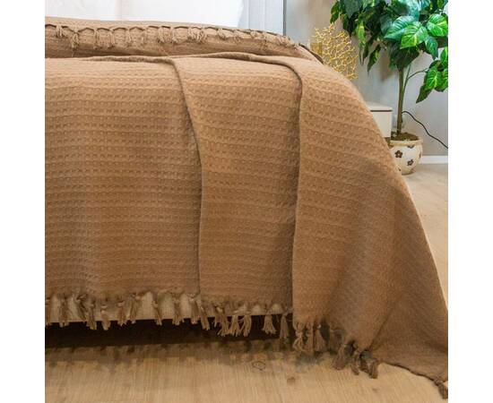 Простынь-покрывало жаккардовое Pike 245х270 Kahve Zeron (19818), Цвет: коричневый, Размер: 245x270, изображение 2