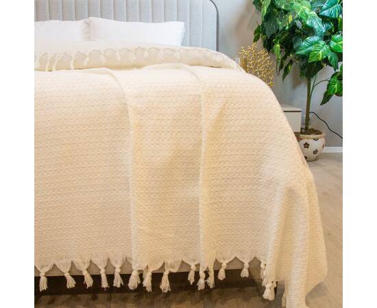 Простынь-покрывало жаккардовое Pike 245х270 Krem Zeron (19823), Цвет: кремовый, Размер: 245x270, изображение 2