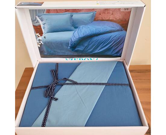 Постельное белье ранфорс Deluxe 200х220 Pure Series V4 Zeron (19849), Размер: двуспальный евро 200х220, Основной цвет: голубой, изображение 2