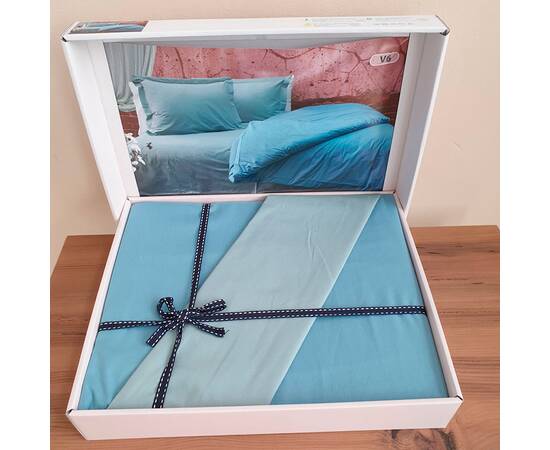 Постільна білизна ранфорс Deluxe 200х220 Pure Series V6 Zeron (19846), Розмір: двоспальний євро 200х220, Основний колір: бірюзовий, зображення 2