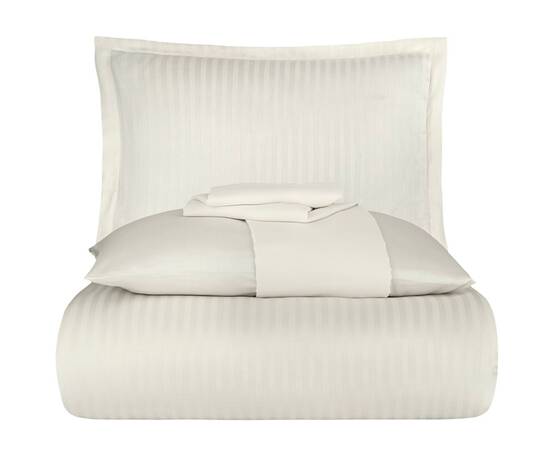 Постільна білизна Satin Strip сімейний KREM Zeron (19295), Розмір: сімейний 2шт(160x220), Основний колір: кремовий, зображення 2