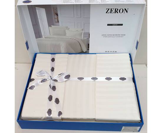 Постільна білизна Satin Strip сімейний KREM Zeron (19295), Розмір: сімейний 2шт(160x220), Основний колір: кремовий, зображення 4