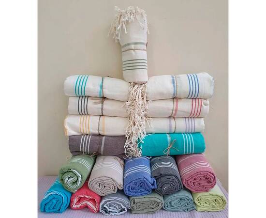 Пляжний рушник Пештемаль бавовняний 100х180 Zeron (19809), Цвет: кремовый, Размер: 100x180, изображение 3