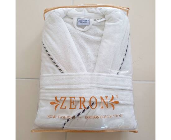 Халат чоловічий велюр/махра бавовна Beyaz 3XL Zeron (19892), Колір: білий, Розмір: 3XL, зображення 2