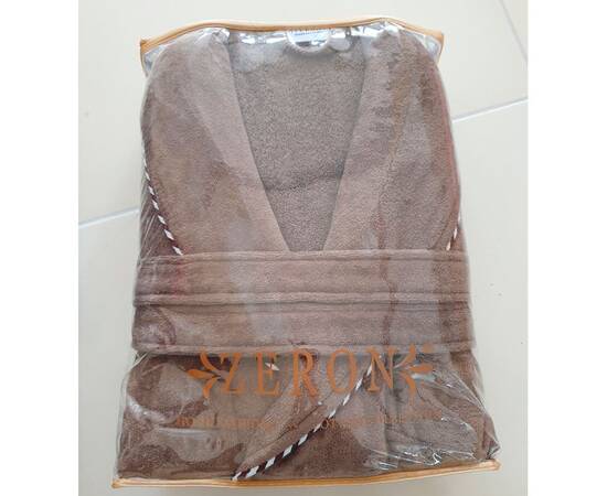 Халат чоловічий велюр/махра бавовна Kahverengi L Zeron (19877), Колір: коричневий, Розмір: L, зображення 2