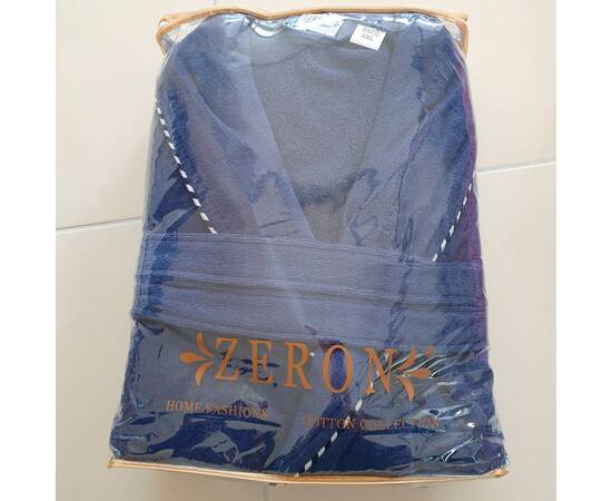 Халат чоловічий велюр/махра бавовна Lacivert 2XL Zeron (19885), Колір: синій, Розмір: 2XL, зображення 2