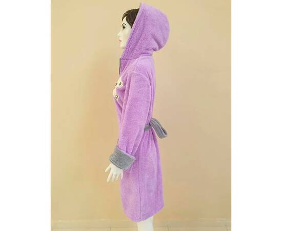 Халат махровий жіночий довгий з капюшоном на блискавці Welsoft Ліловий M Zeron (19309), Колір: ліловий, Розмір: M, зображення 2