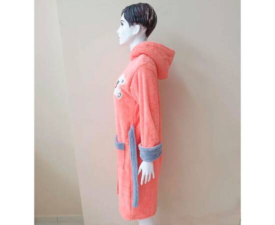 Халат махровий жіночий довгий з капюшоном на блискавці Welsoft персиковий S Zeron (19332), Колір: персиковий, Розмір: S, зображення 2