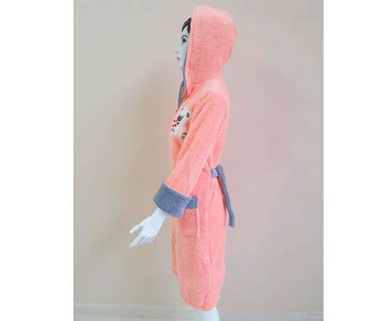 Халат махровий жіночий довгий з капюшоном на блискавці Welsoft світло-персиковий L Zeron (19318), Колір: персиковий, Розмір: L, зображення 2