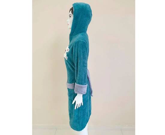 Халат махровий жіночий довгий з капюшоном на блискавці Welsoft Зелений M Zeron (19325), Колір: зелений, Розмір: M, зображення 2