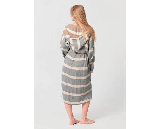 Халат Lotus Home Milana muslin lead bluekhaki L/XL (svt-2000022310062), Колір: блакитний, Розмір: L/XL, зображення 2