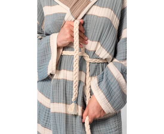 Халат Lotus Home Milana muslin lead bluekhaki L/XL (svt-2000022310062), Колір: блакитний, Розмір: L/XL, зображення 3