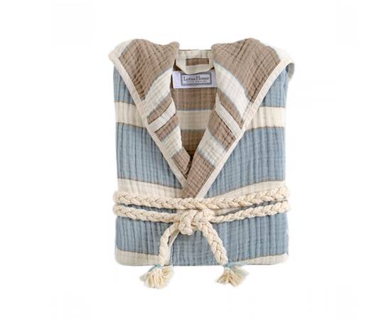 Халат Lotus Home Milana muslin lead bluekhaki L/XL (svt-2000022310062), Колір: блакитний, Розмір: L/XL, зображення 4
