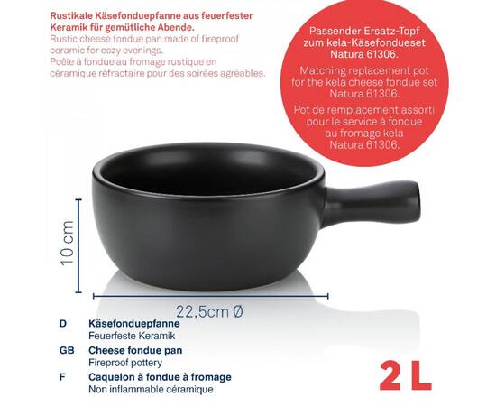 Кастрюля керамическая для сырного фондю KELA Basel, O 22,5 см, 2 л (66575), изображение 4