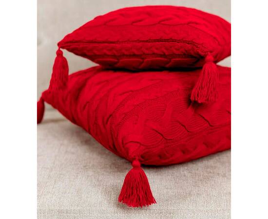 Подушка 45х45 в'язана Hit Kosa-01 червона Прованс (031670), Колір: червоний, Розмір: 45x45, зображення 2