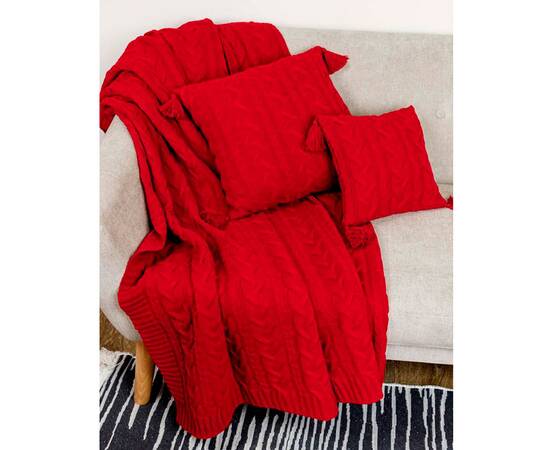 Подушка 45х45 в'язана Hit Kosa-01 червона Прованс (031670), Колір: червоний, Розмір: 45x45, зображення 3