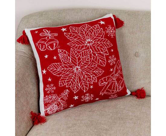 Наволочка 45х45 вязаная Різдвяник червоний Прованс (030169), Цвет: красный, Тип: наволочки, Размер: 45x45, изображение 2